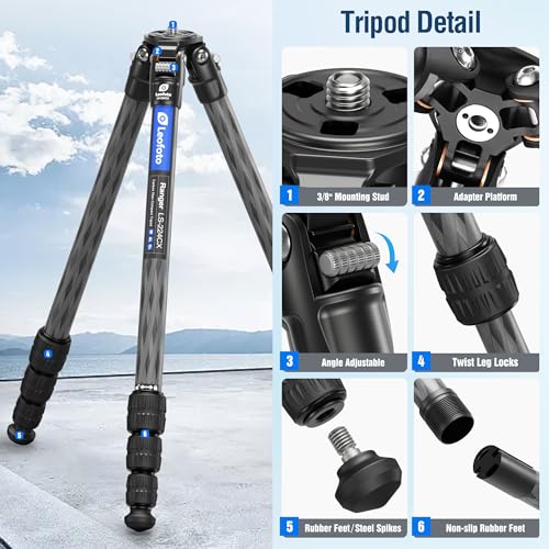 42.2" Carbon Fiber Travel Tripod with 4