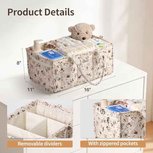 Cute Cartoon Animal Prints Baby Diaper Caddy Organizer