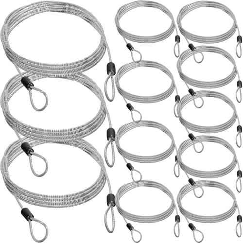 12 Pack Security Cable Luggage Lock with Loops 7 ft 3mm Braided Steel Coated Bike Cable Wire Double Loop Anti Theft Safety for U Lock (12 Count)