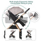 6-in-1 Convertible Baby Stroller with Bassinet Mode - Toddler Stroller w/Footmuff, Rain Cover, Cup Holder & Large Storage, Newborn w/All-Scene Large Wheels, Reversible Seat(Grey)