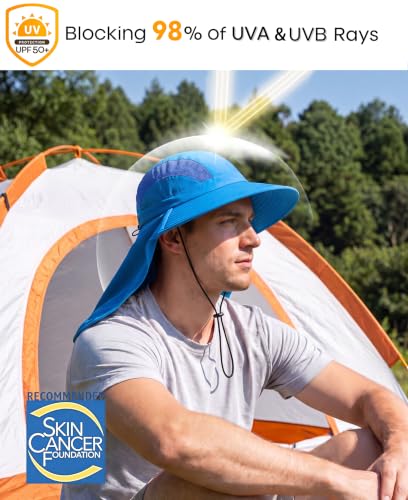 UPF 50+ Sun Hats for Men Women Wide Brim Fishing Hat with Neck Flap UV Protection Sunblock Safari Bucket Hat