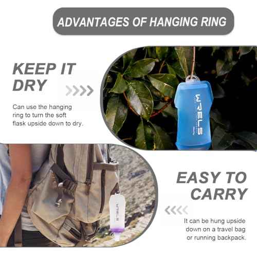 200ml/350ml/500ml Collapsible Soft Flask,BPA Free Folding Soft Water Bottle with Hanging Ring,Lightweight TPU Hydration Flask for Running Marathon Cycling Hiking (2 Count)