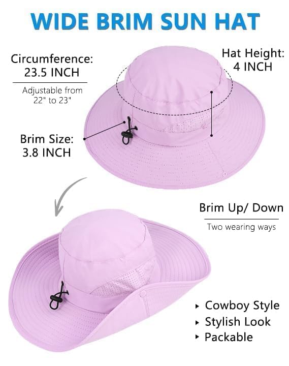 UPF 50+ Wide Brim Sun Hat with Neck Flap