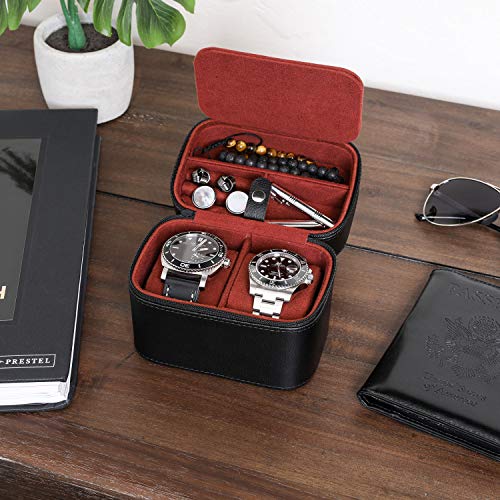 Gift Set 6 Slot Leather Watch Box and 2 Watch Travel Case
