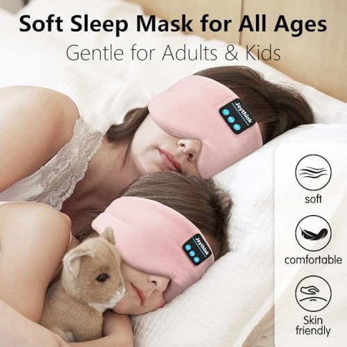 Sleep Headphones Bluetooth Sleep Mask Silk Kids Children Headband Earphones Bluetooth Eye Mask for Sleeping On Side Blackout Soft Sleep Earphones Music Eye Cover
