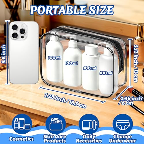 12 Pcs Clear Toiletry Bag PVC Waterproof Zippered PVC Cosmetic Makeup Carry Pouch TSA Approved Toiletry Bag for Travel Clear Organizer Storage Bags (12 Count)