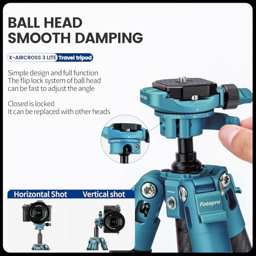 Carbon Fiber Tripod 60 Inch 360 Degree Ball Head Quick Release Plate Lightweight Travel Tripod