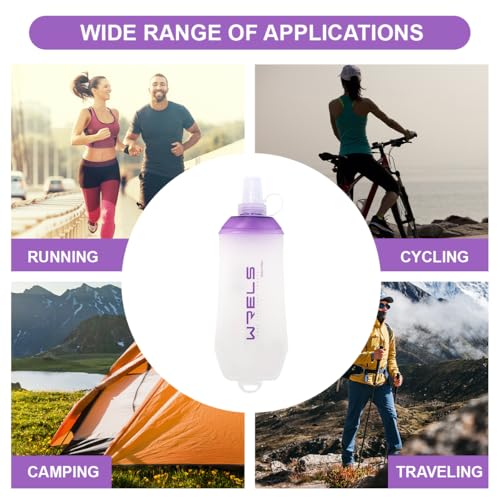200ml/350ml/500ml Collapsible Soft Flask,BPA Free Folding Soft Water Bottle with Hanging Ring,Lightweight TPU Hydration Flask for Running Marathon Cycling Hiking(200ml-2 Packs) (2 Count)
