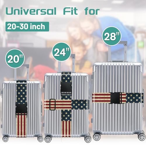 Luggage Straps for Suitcases Travel Belt Accessories Luggage Connector Identifiers Over Handle with Buckle Unique Nylon Adjustable Strap for Sleeping Bag Car Seat Flag (2 Count)