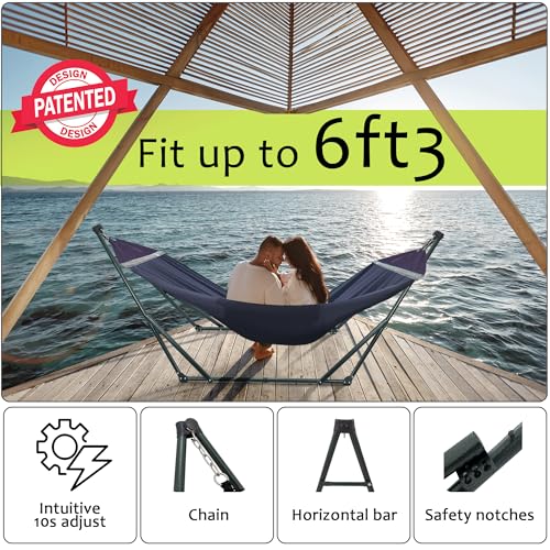 Ultimate Relaxation Portable Hammock Stand with Cotton Canvas Net