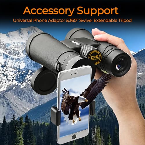 12x42 Binoculars for Adults High Powered with Phone Adapter