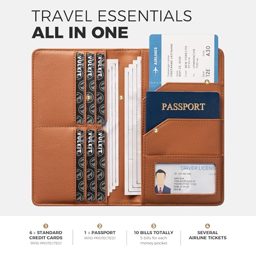 Passport Wallet for Travel RFID Blocking Premium Leather