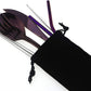 7 Pcs Portable Flatware Set, 304 Stainless Steel Cutlery Set Travel Utensils Set with Fork Spoon Chopsticks Straws for Travel Camping Office School, Dishwasher Safe & Eco-Friendly (Purple)