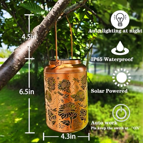 Solar Lanterns Outdoor Waterproof Dragonfly Sunflower