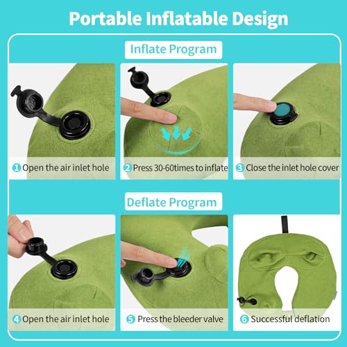 2 Pack Inflatable Travel Neck Pillows for Airplanes