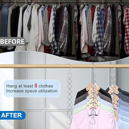 Space Saving Hangers for Clothes 6 Pack Sturdy Metal Hangers Heavy Duty (6 Count)
