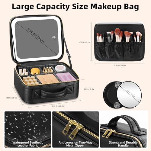 Makeup Bag with Mirror and Light