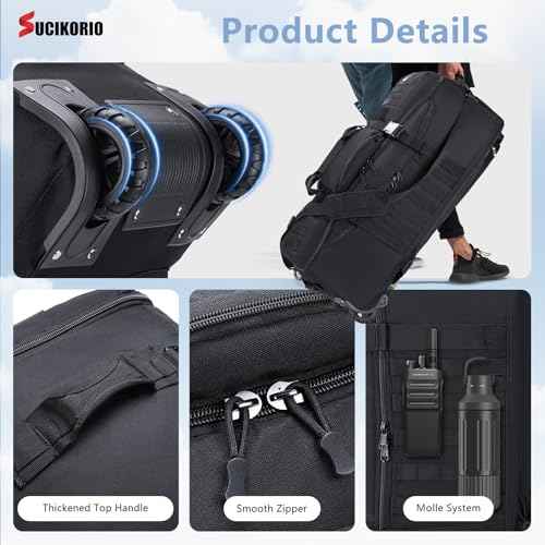 Tactical Travel Duffle Bag with Wheels and Handle 3 in 1 Large 85L XL Rolling Travelling Backpack Waterproof Oxford Carry On Hand Luggage Deployment Bags with Combination Padlock