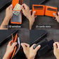 Wallet for Men RFID Blocking Genuine Leather Mens Wallets Bifold with 1 ID Window 15 Card Slots black stripe orange