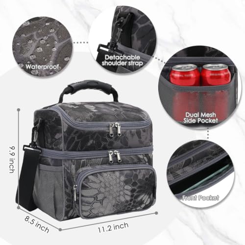 Double Layer Cooler Insulated Lunch Bag Adult Lunch Box Large Tote Bag for Men (MWH)