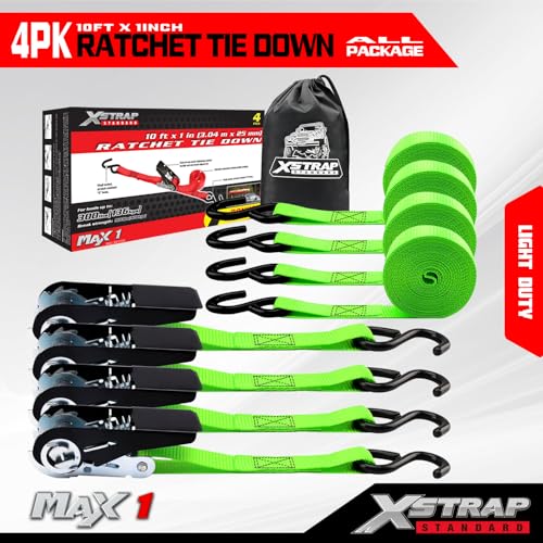 4 PK Ratchet Tie Down Straps (4 Count)