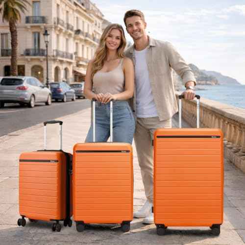 Checked Suitcase 24in Expandable ABS+PC Side Handles luggage Orange