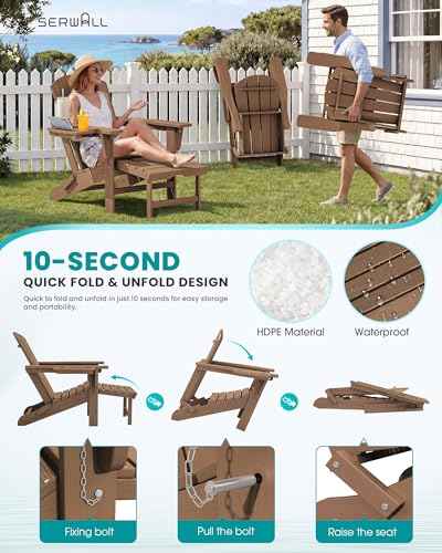 Folding Adjustable Adirondack Chairs with Footrest Set of 2 (2 Count)
