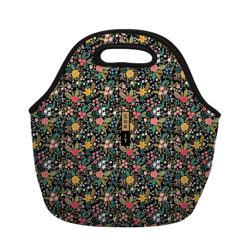 LunchTote Zippered Bag Insulated Neoprene Caddy (English Garden Picnic / Large 4.5 Quart Lunch Tote)