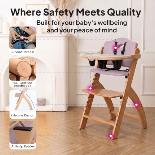 Beyond Junior Convertible Wooden High Chair with Removable Tray