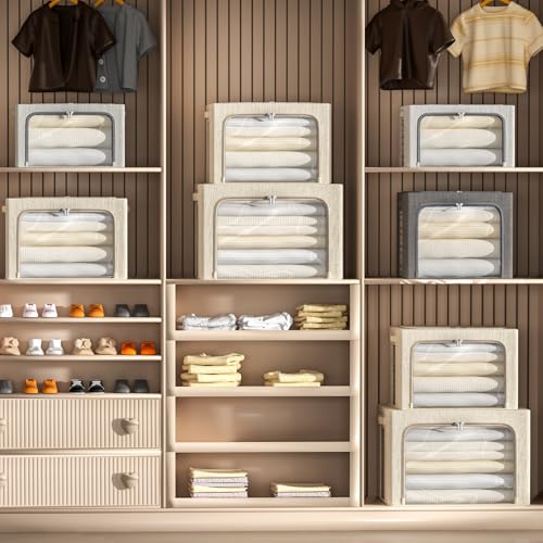 4 Pack Clothes Storage Bins with Metal Frame (4 Count)