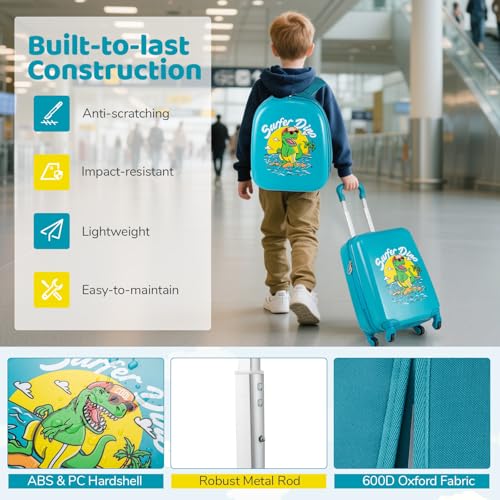 Kids Luggage Travel Backpack & Hard Shell Toddler Suitcase (2 Count)