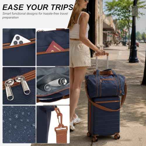 3 Piece Luggage Set carry on 20in Lightweight Travel Suitcase Navy