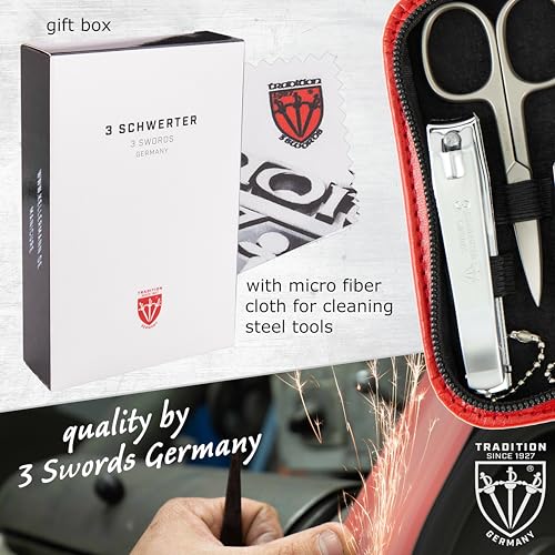 brand quality 8 piece manicure pedicure grooming kit set for professional nail care with synthetic leather case red
