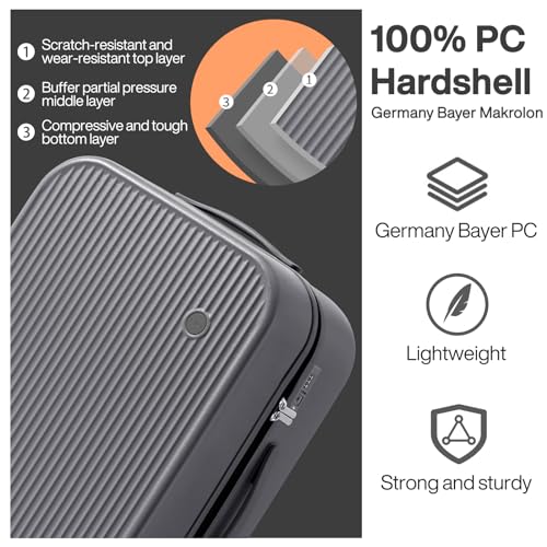 26 Inch Large Checked Luggage PC Hardshell Suitcases with Wheels for Travel Woman Men