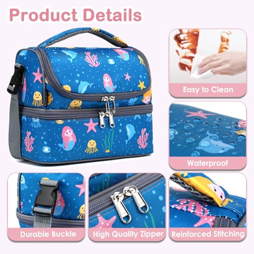 Double Decker Cooler Insulated Lunch Bag Large Tote for Boys