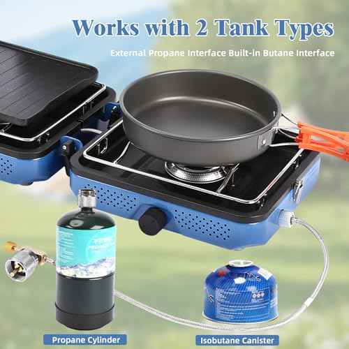 2 Burners Camping Stove with Windscreen for Camping