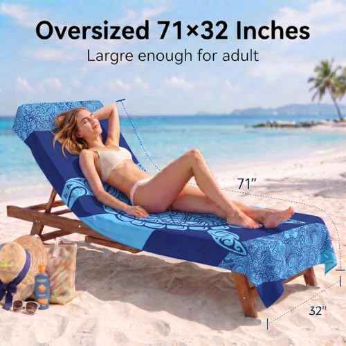 4 Pack Microfiber Beach Towel Oversized 71x32 Blue Multipack Bulk (4 Count)