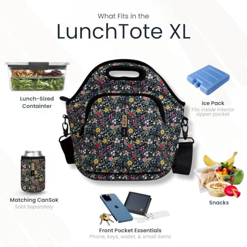 LunchTote Zippered Bag Insulated Neoprene Caddy (Like Fine China / X-Large 6.5 Quart Lunch Tote)