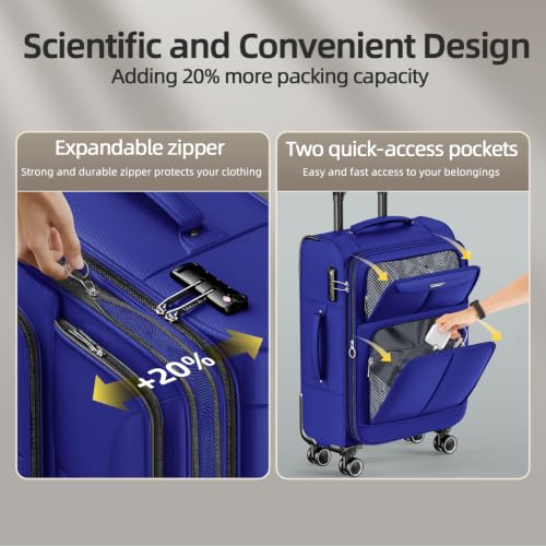 Luggage Sets 3 Piece Softside Expandable Durable Suitcase Sets (3 Count)
