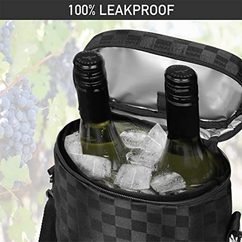 Insulated 2 Bottle Wine Bag Tote Leakproof Carrier Cooler Gift