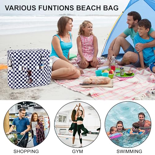Waterproof Beach Tote Pool Bags for Women Ladies Extra Large Carry On Bag With Wet Compartment for Weekender Travel