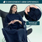 Compact 2-in-1 Travel Blanket Pillow for Airplane Flight, Navy Blue