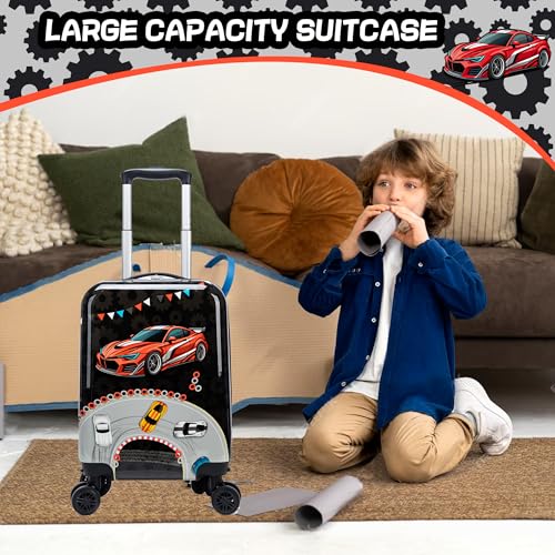 Kids Suitcase Set for Boys Hardside Luggage with Spinner Wheels 2 Piece 16inch Toddler Suitcase for Boys Travel Carry on Luggage Airline Approved (2 Count)