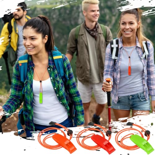 6PCS Safety Survival Whistles with Adjustable Reflective Lanyard