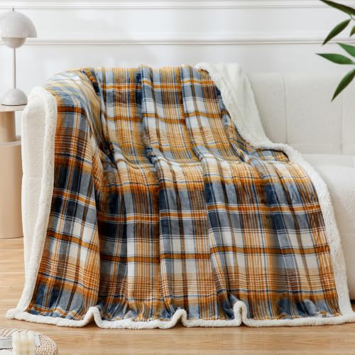 Sherpa Blanket Queen Plaid Thick Bed Blanket
