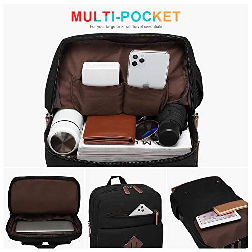 Vintage Canvas Backpack with USB Charging Port
