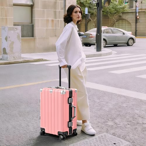 Checked Aluminum Frame Suitcase 24 Inch Zipperless Luggages Hardside PC Luggage With Spinner Wheels TSA Lock USB Charger Suitcases
