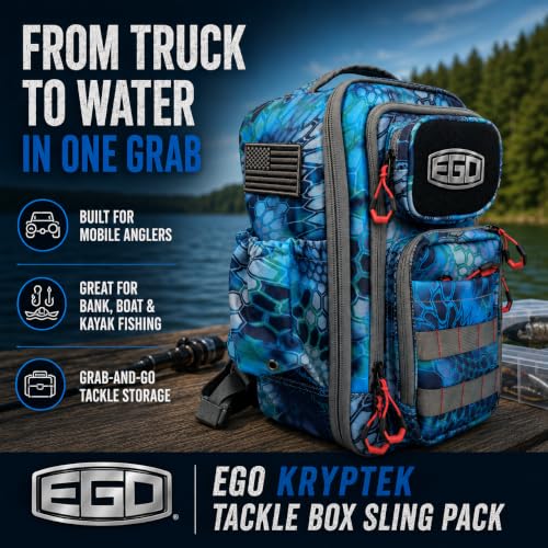 Kryptek Tactical Fishing Sling Pack with 3 Tackle Trays