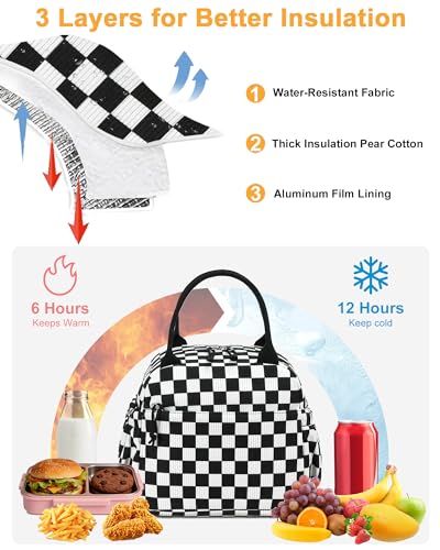 Lunch Bag for Women Cute Corduroy Lunch Tote Bags with Shoulder Strap Reusable Insulated Lunch Box Large Capacity Reusable Insulated Cooler for Work Picnic or Travel