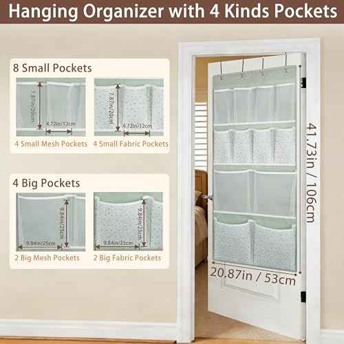 2 Pack 12 Pocket Over Door Hanging Storage Organizer with 4 Kinds Pouch (2 Count)